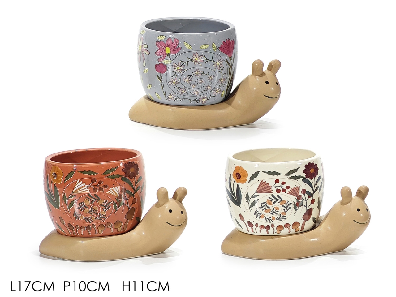 CACHE POT LUMACA 17X10,5X11CM ASS. 410760