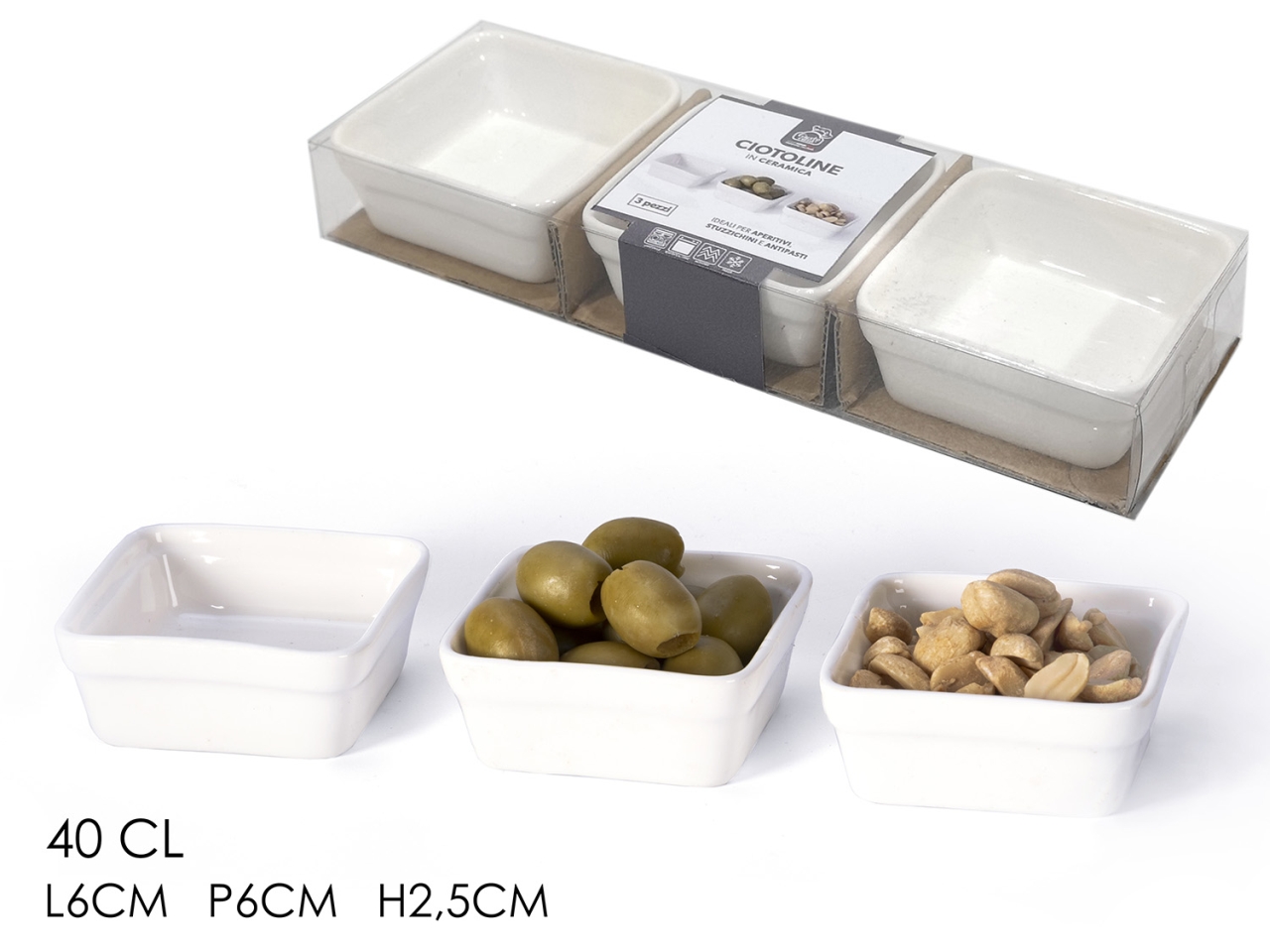 CIOTOLA QUADRATA 40CL 3PZ BIANCO 525109