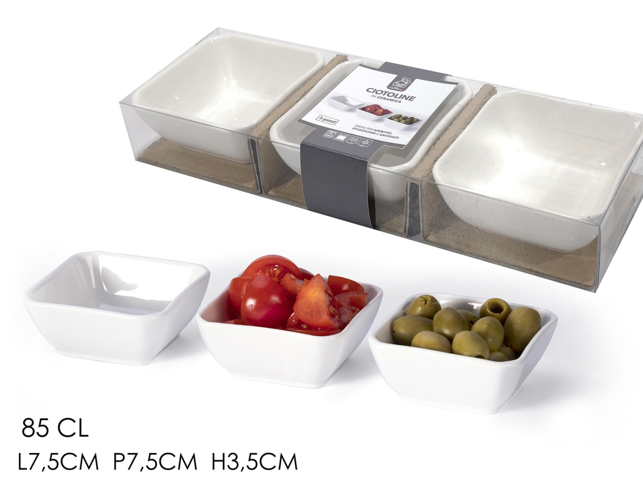 CIOTOLA QUADRATA 85CL 3PZ BIANCO 525121