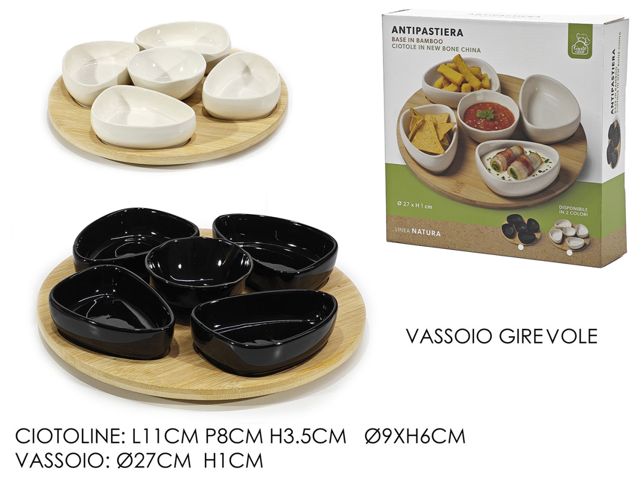NATURA ANTIPASTIERA 5PZ C/VASS.BAMBOO 635863