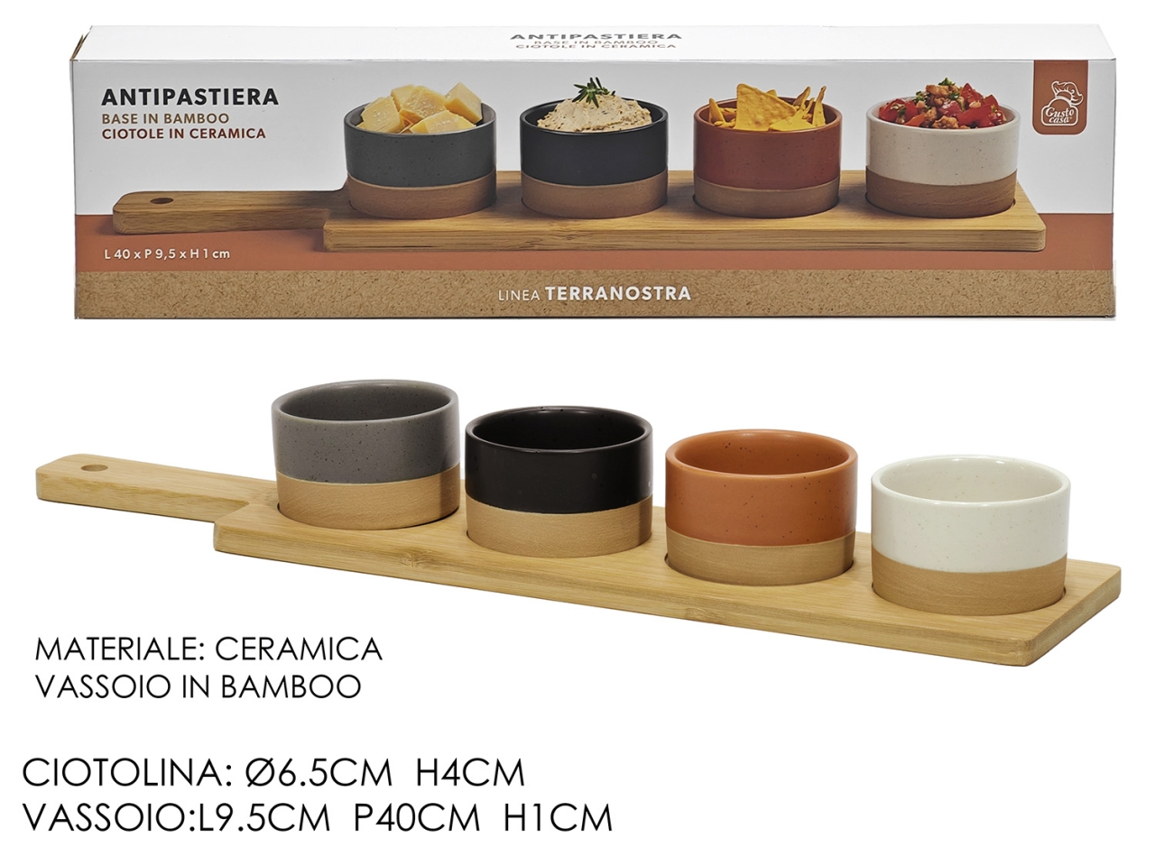 TERRANOSTRA ANTIPASTIERE 4PZ C/VAS.BAMB 635878