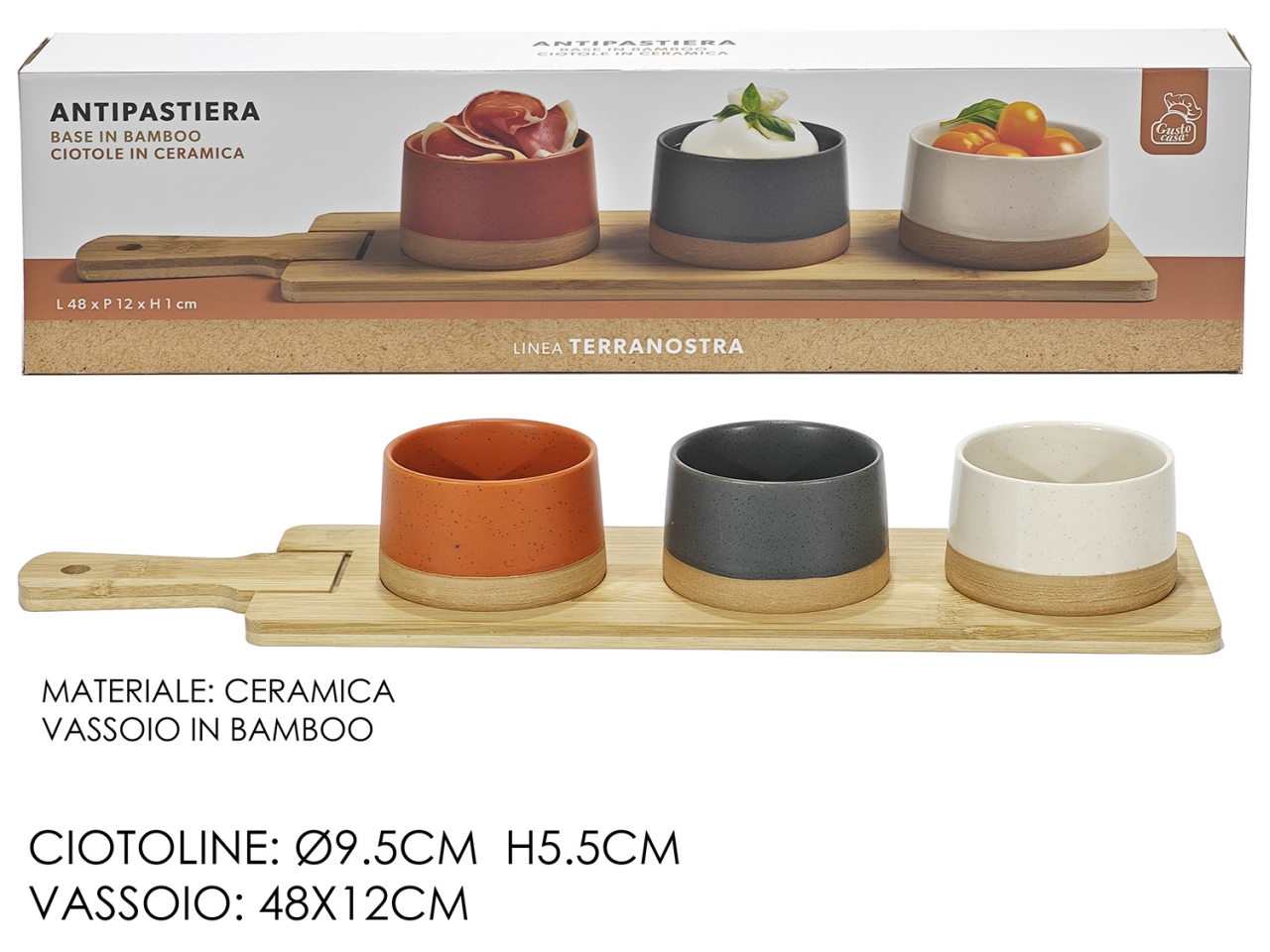 TERRANOSTRA ANTIPASTIERE 3PZ C/VAS.BAMB 635879