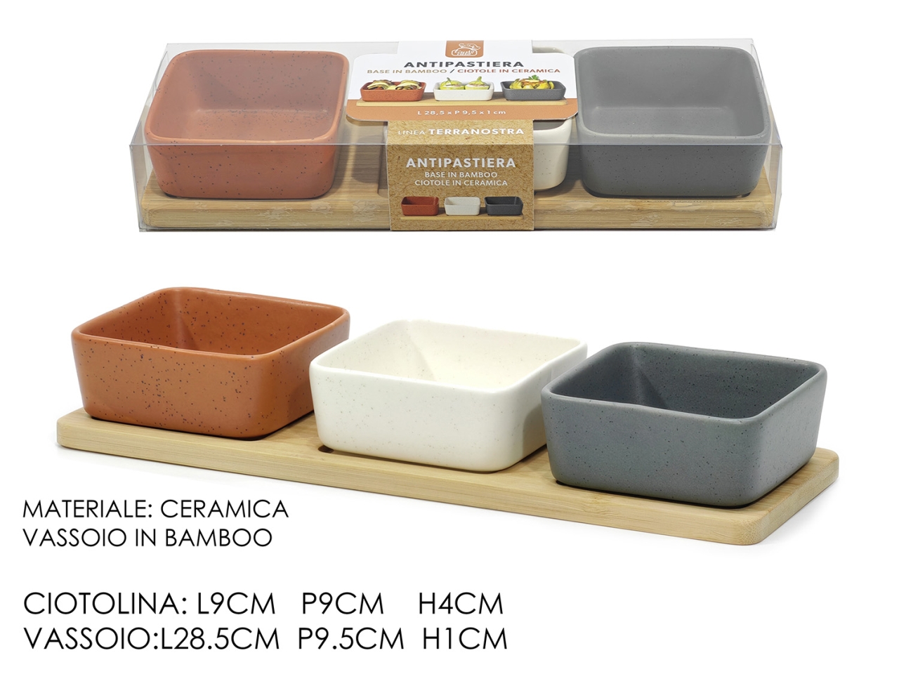 TERRANOSTRA ANTIPASTIERE 3PZ C/VAS.BAMB 635881