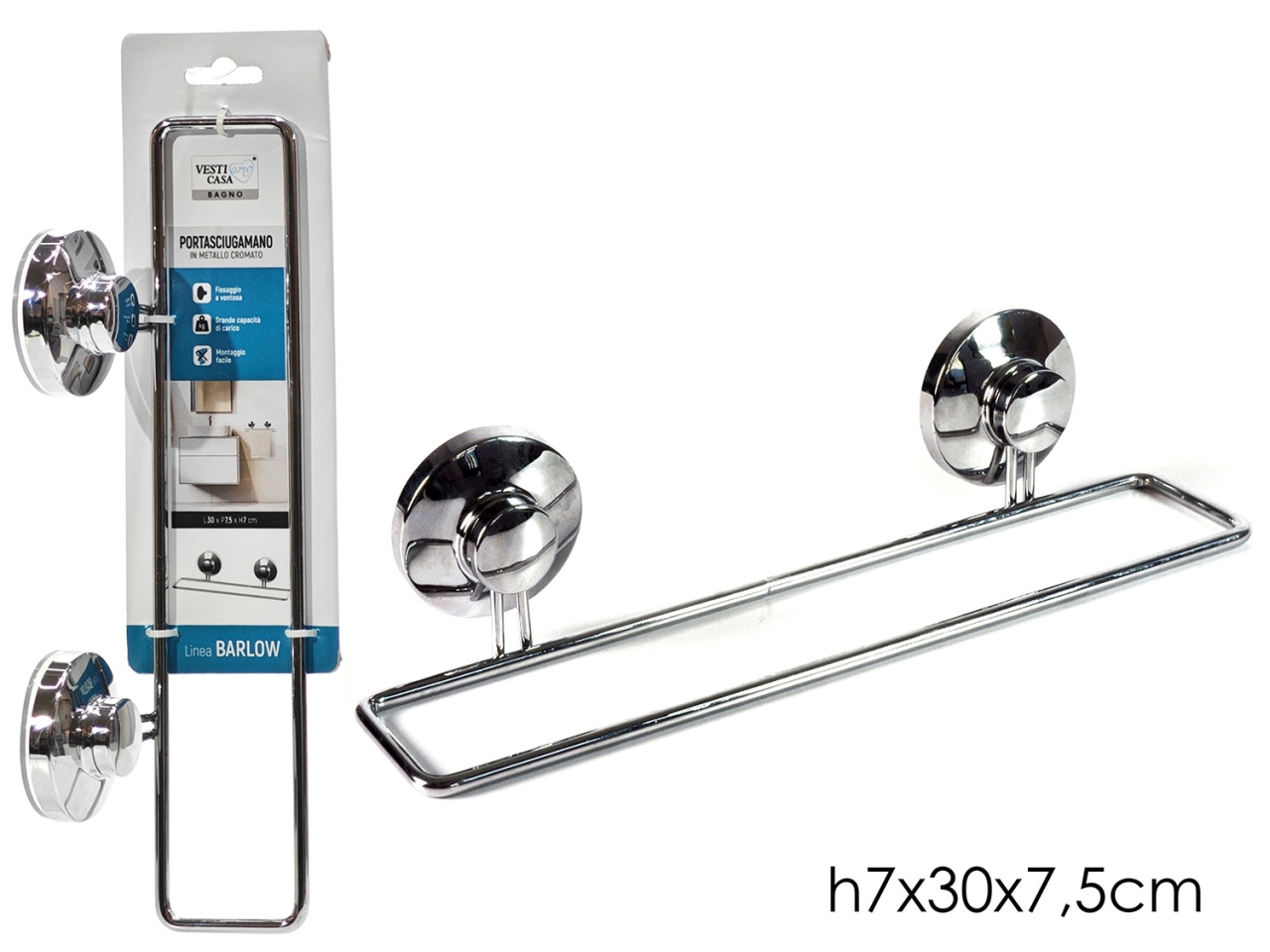 P.ASCIUGAMANO 30CM C/VENTOSA CROM. 684335