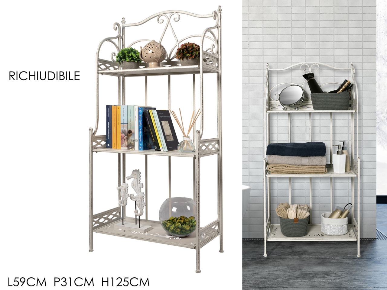 SCAFFALE 3 RIPIANI BIANCO 59X31XH125CM 693129 SCAFFALE 3 RIPIANI BIANCO 59X31XH125CM 693129