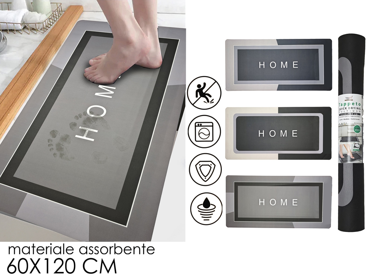 TAPPETO MULT.ASSORBENTE 60X120CM 3ASS. 727791 TAPPETO MULT.ASSORBENTE 60X120CM 3ASS. 727791