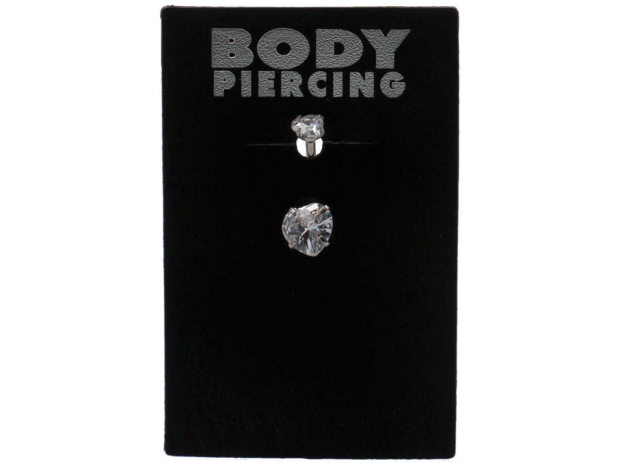 BODY PIERCING OMBELICO 2 CUORI ZIRCONI