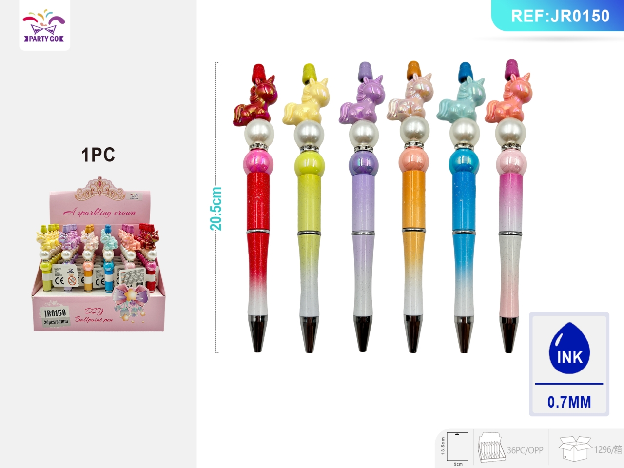 PENNA C/PERLA E UNICORNO H.14,1 JR0150