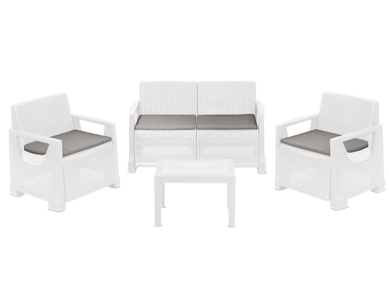 SET COMO RATTAN BIANCO CON CUSCINI GRIGIO CMOC04BG