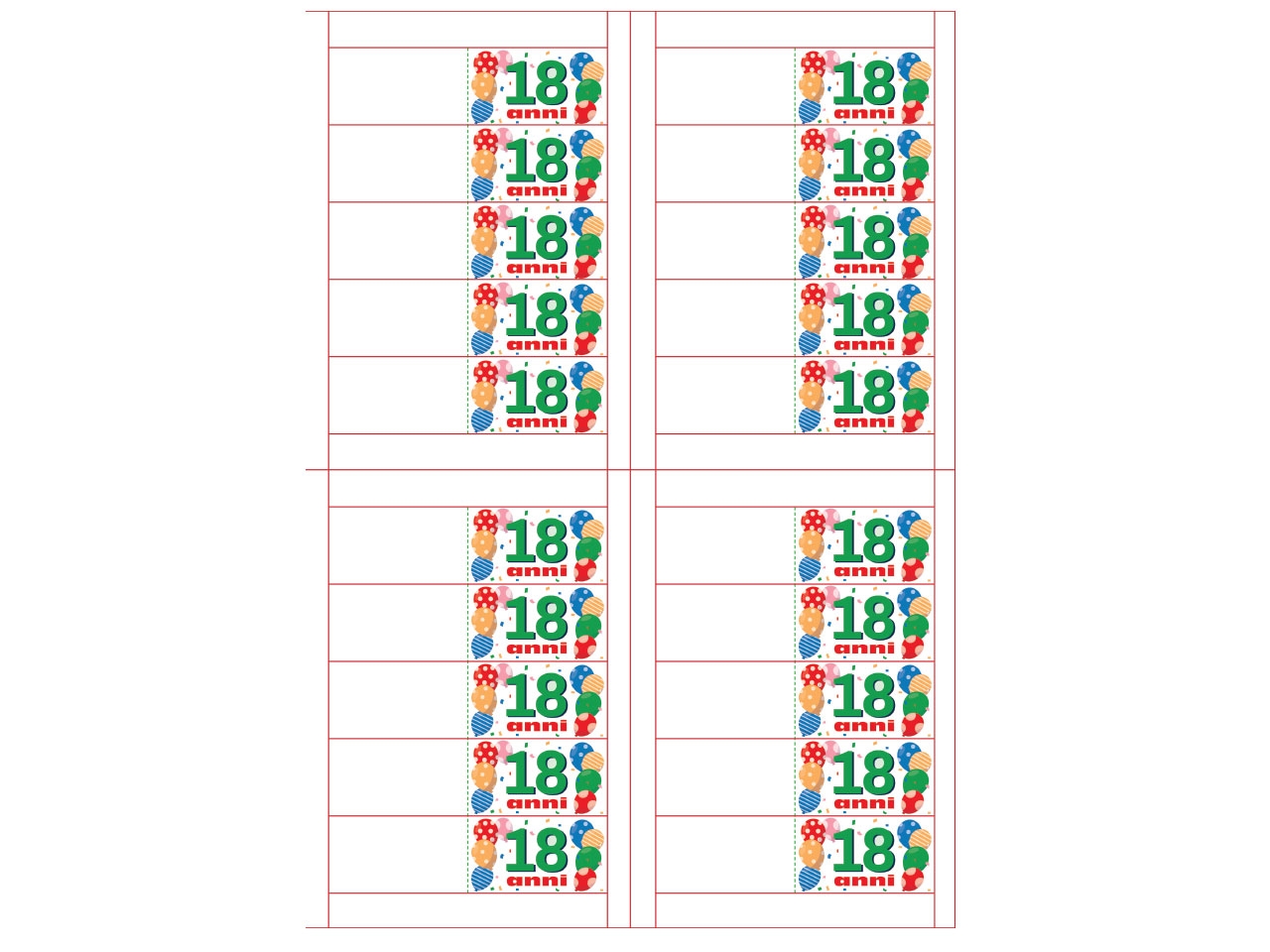 BIGL.BOMB.100PZ A4 18 ANNI BB00321/5 BIGL.BOMB.100PZ A4 18 ANNI BB00321/5