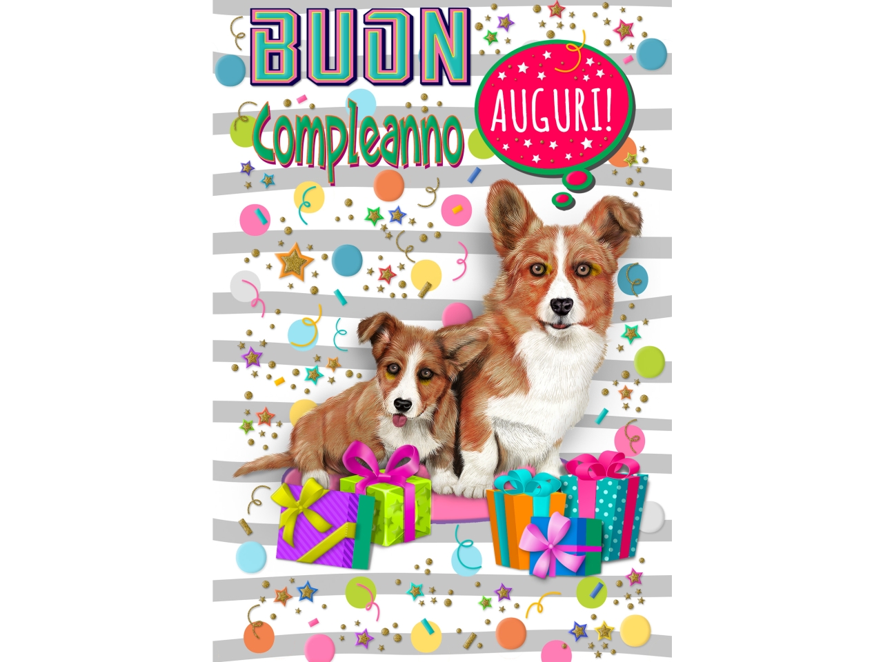 BIGLIETTO COMPLEANNO CANI FA00182BC/A