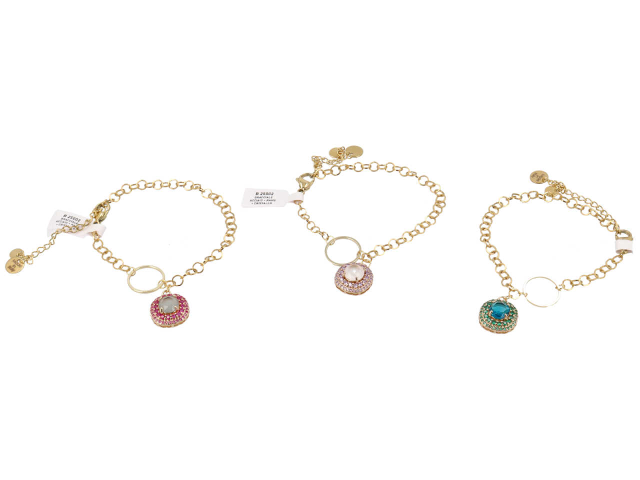 BRACCIALE ACCIAIO+RAME+CRISTAL. B 25002 BRACCIALE ACCIAIO+RAME+CRISTAL. B 25002