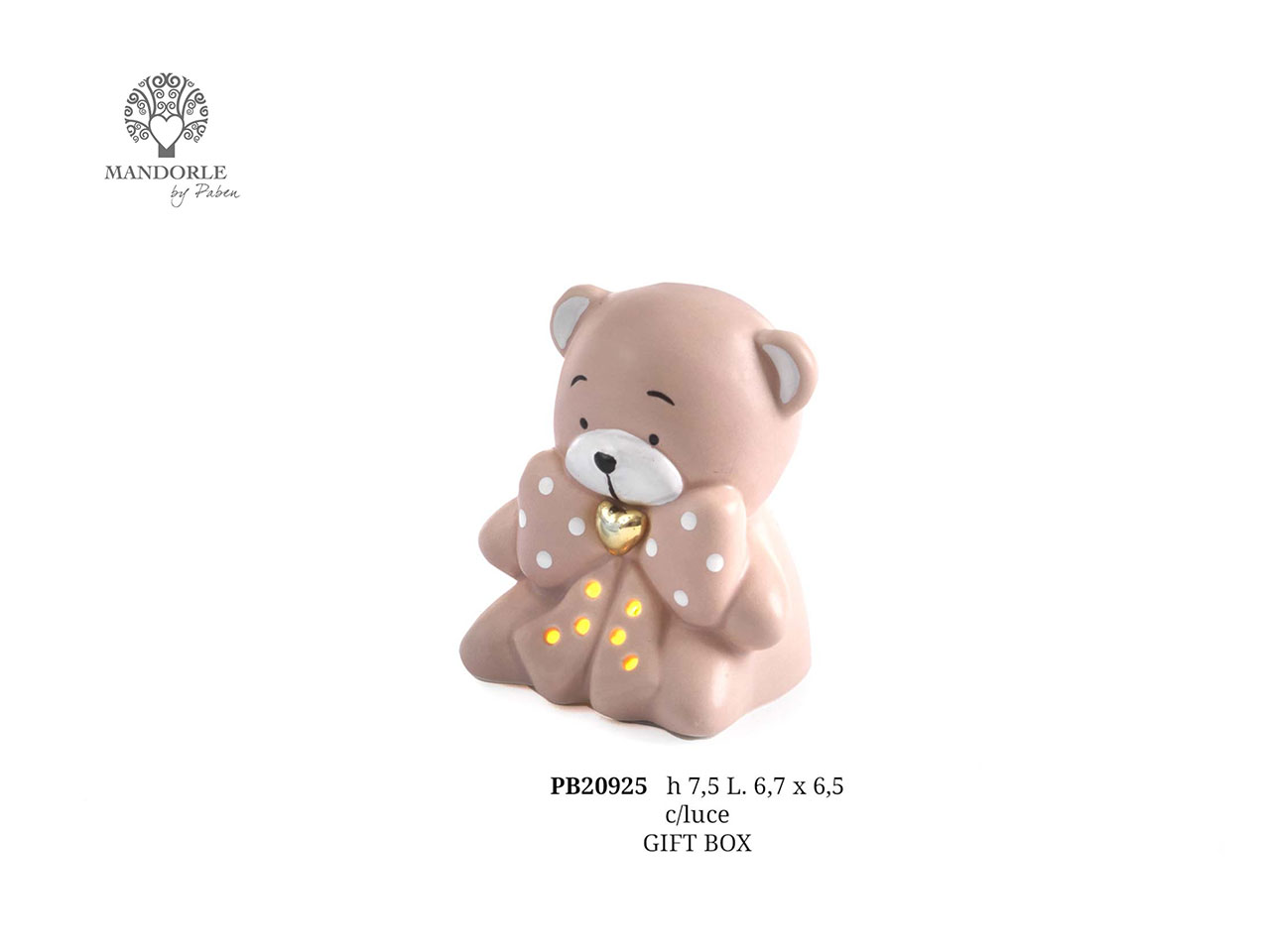 ORSO SEDUTO C/FIOCCO ROSA 7,5CM PB20925