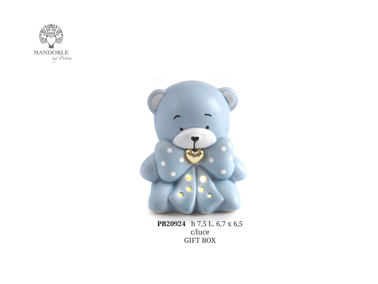 ORSO SEDUTO C/FIOCCO AZZ. 7,5CM PB20924