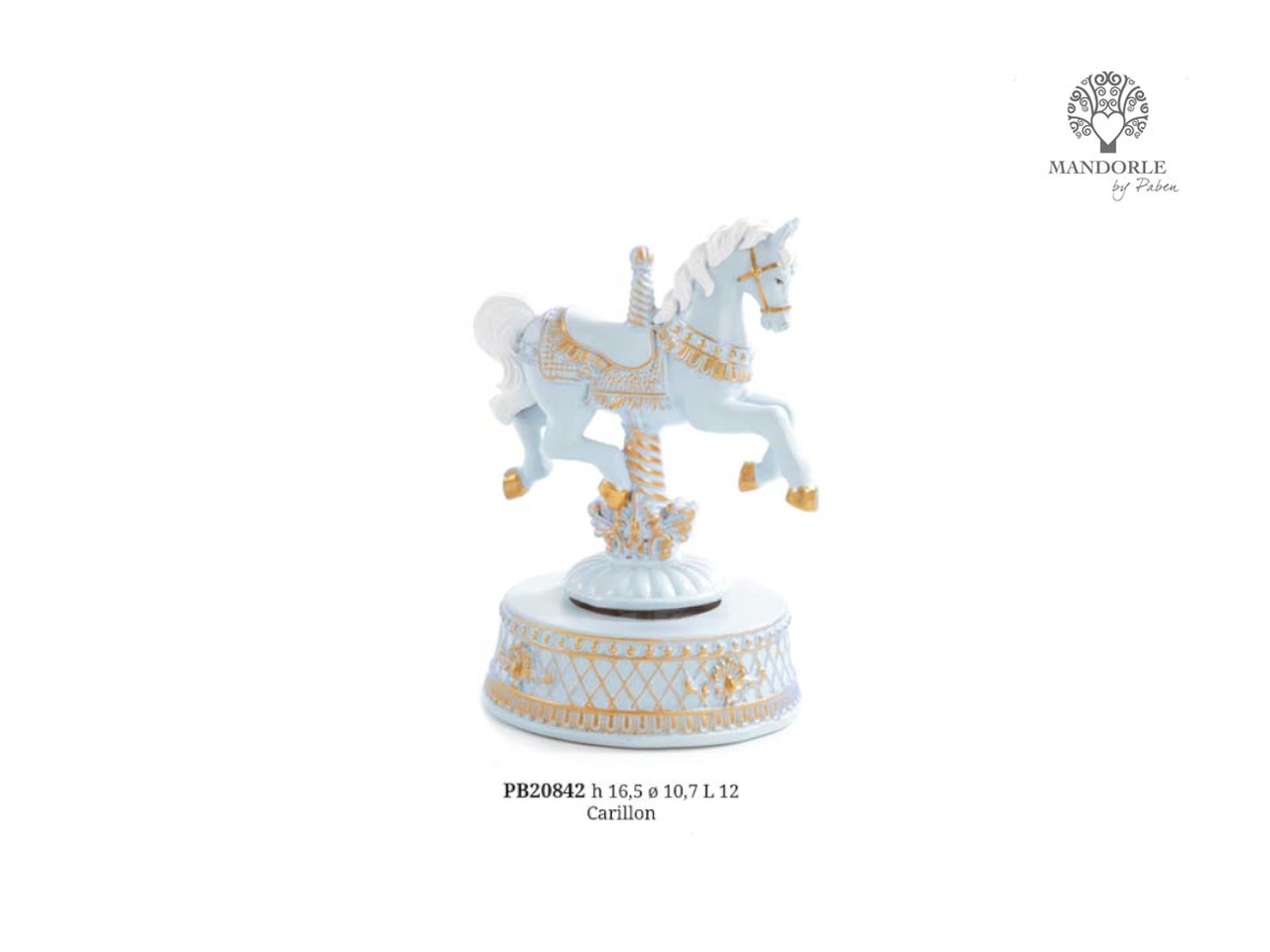 CARILLON CAVALLO 16,5CM CELESTE PB20842