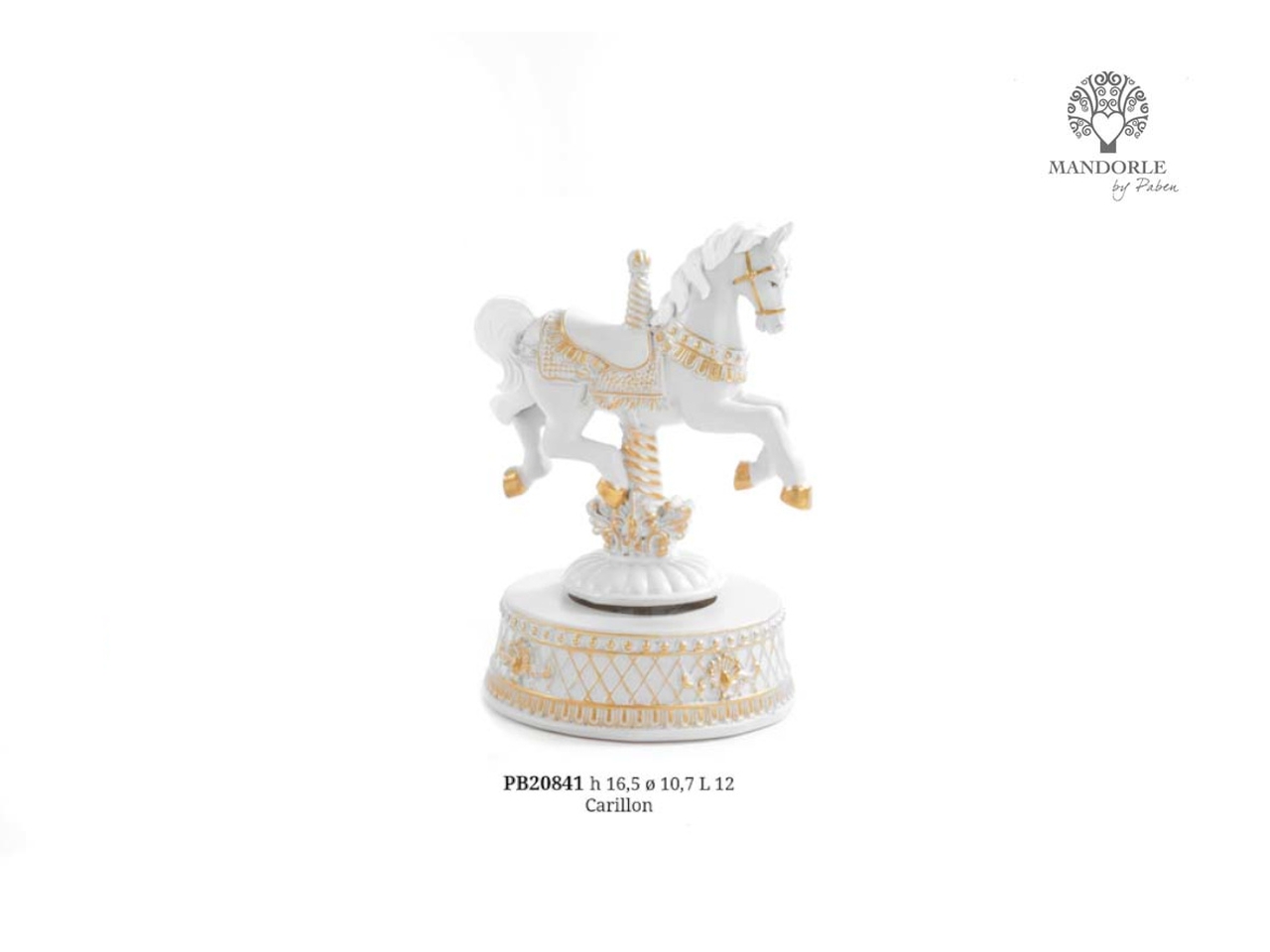 CARILLON CAVALLO 16,5CM BIANCO PB20841