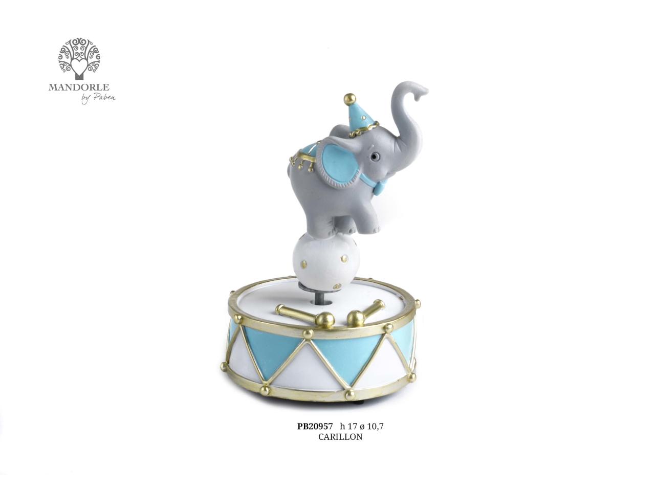 CARILLON ELEFANTE 17CM AZZ. PB20957