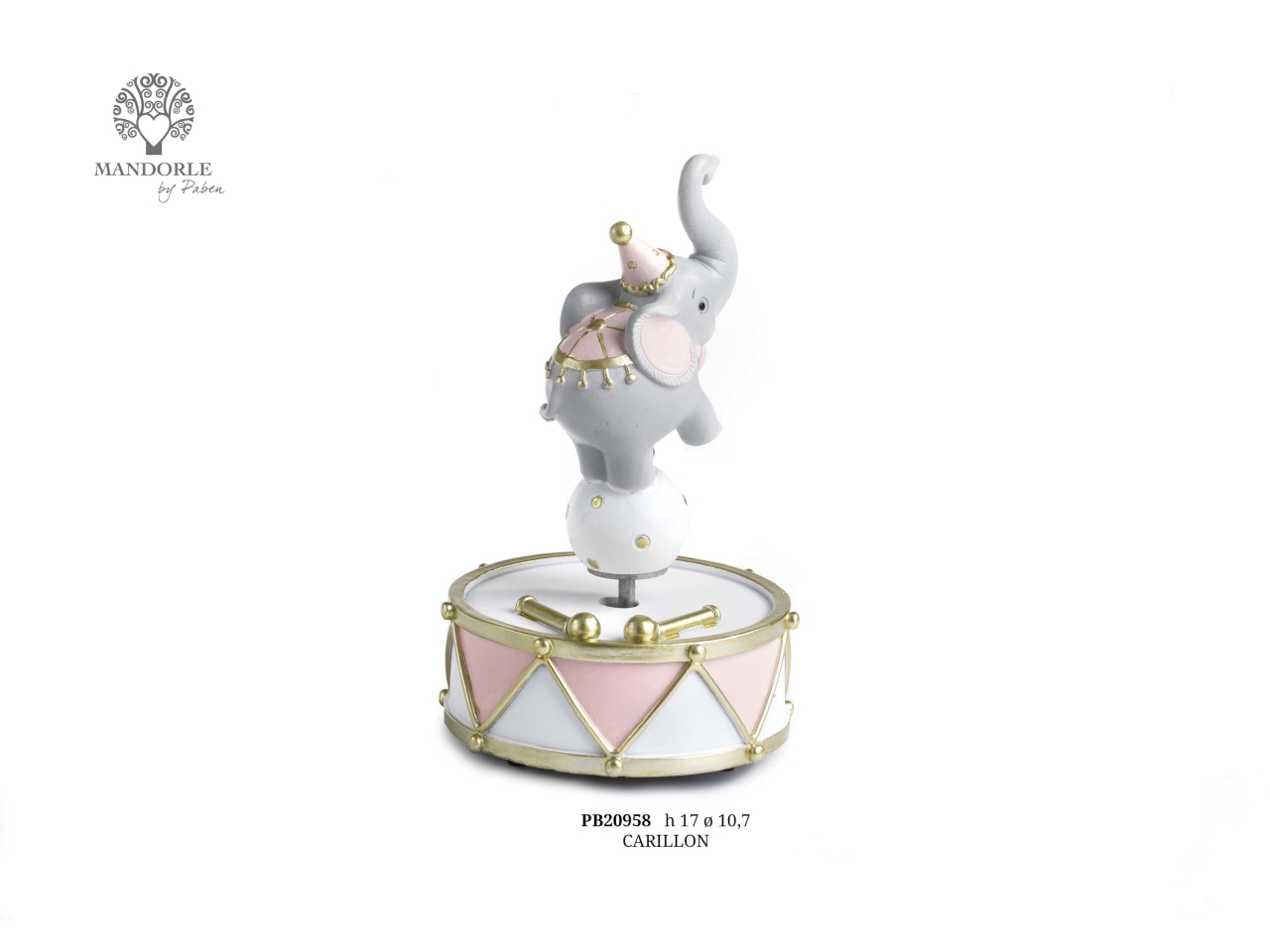 CARILLON ELEFANTE 17CM ROSA PB20958