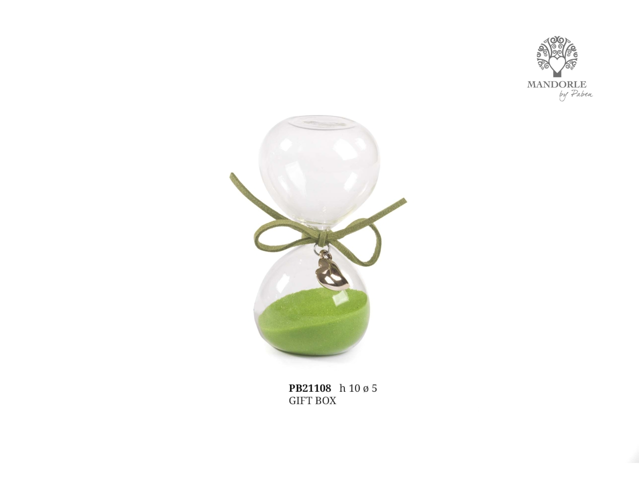 CLESSIDRA VERDE C/CUORE 10CM PB21108