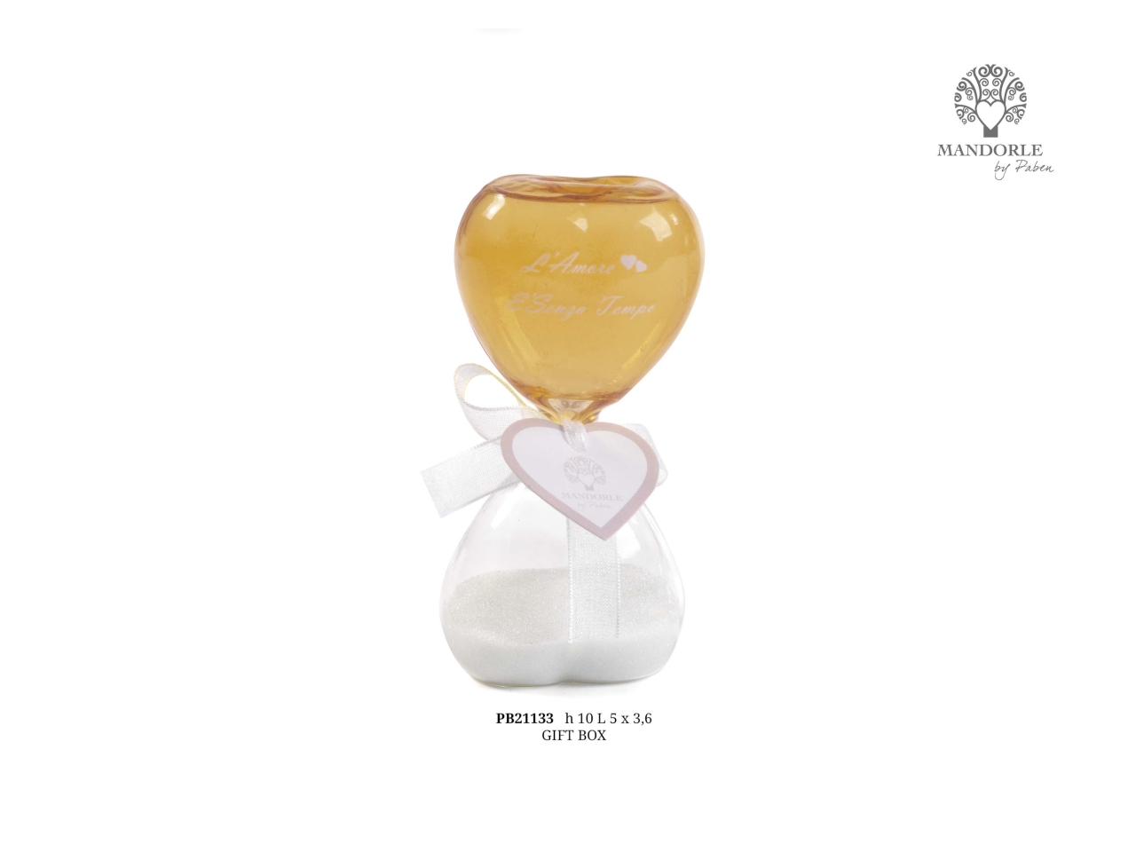CLESSIDRA A CUORE AMBRA 10CM PB21133