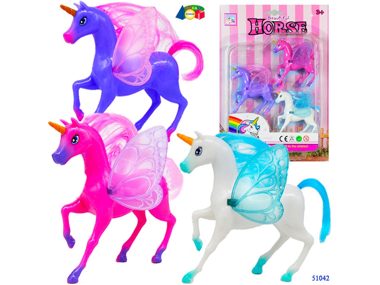 UNICORNI C/ALI MOBILI 3PZ ASS. 51042