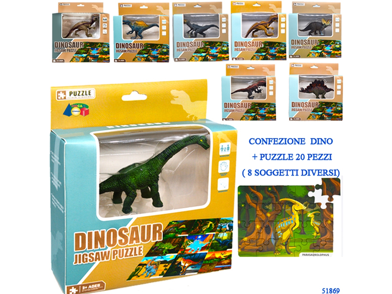 DINOSAURO C/PUZZLE 20PZ ASS. 51869