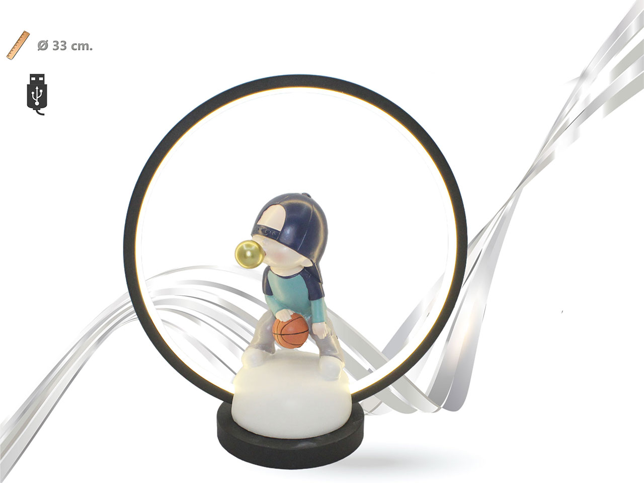 LAMPADA LUMIN CON SOGGETTI POLIRESINA