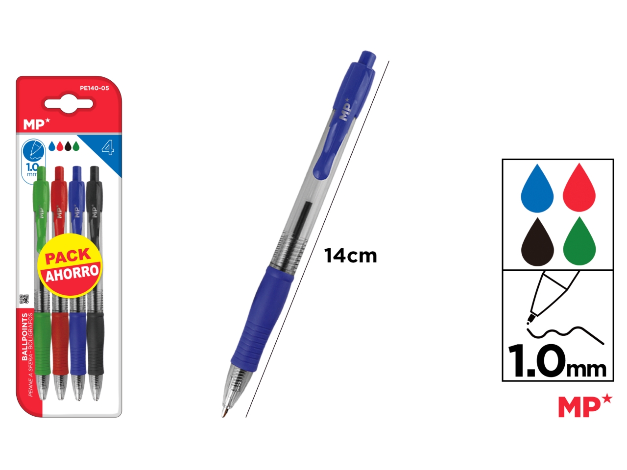 MP PENNE SFERA 1,0MM 4PZ PE140-05