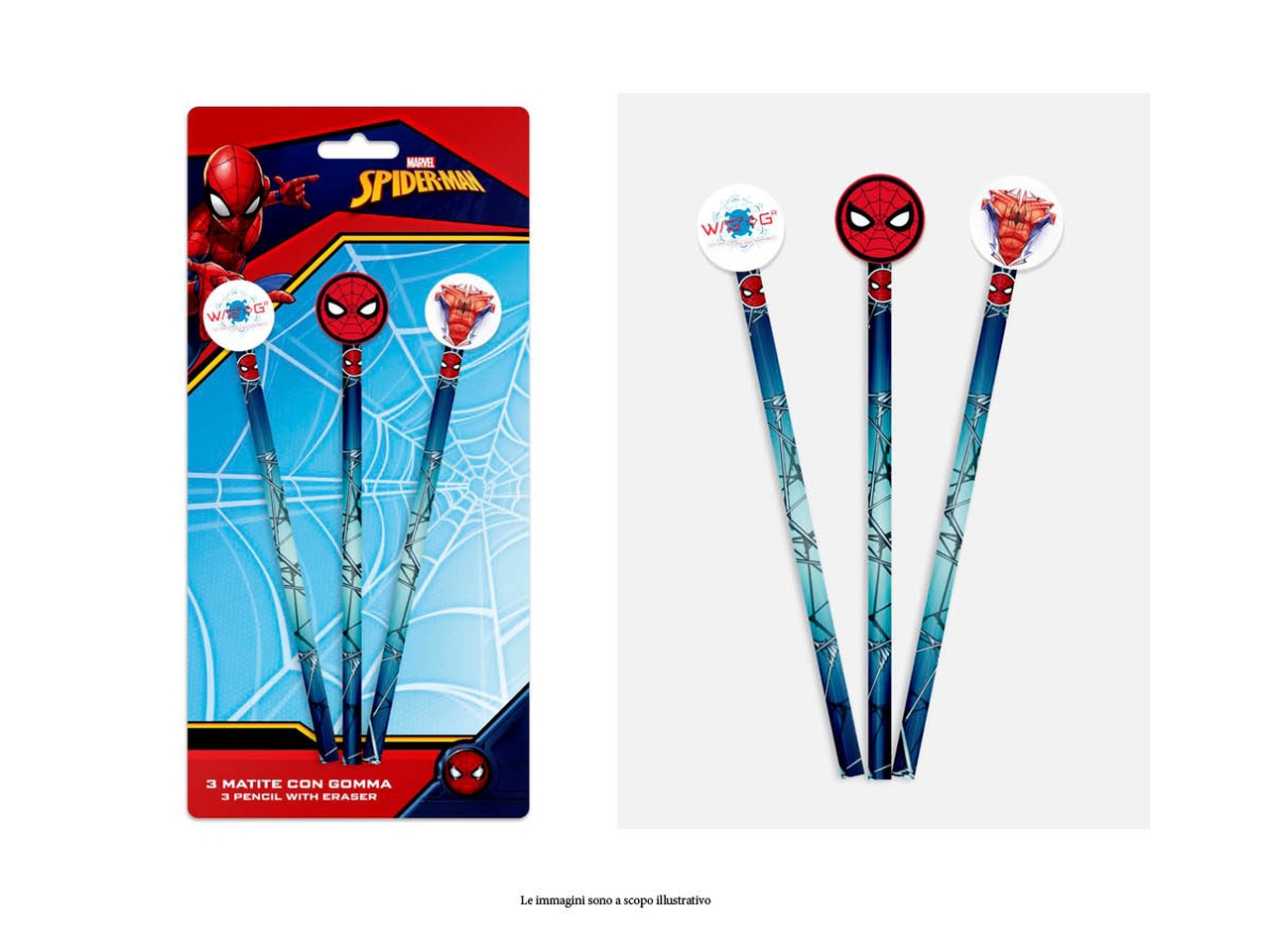 SPIDERMAN MATITE 3PZ CON GOMMA SP0957