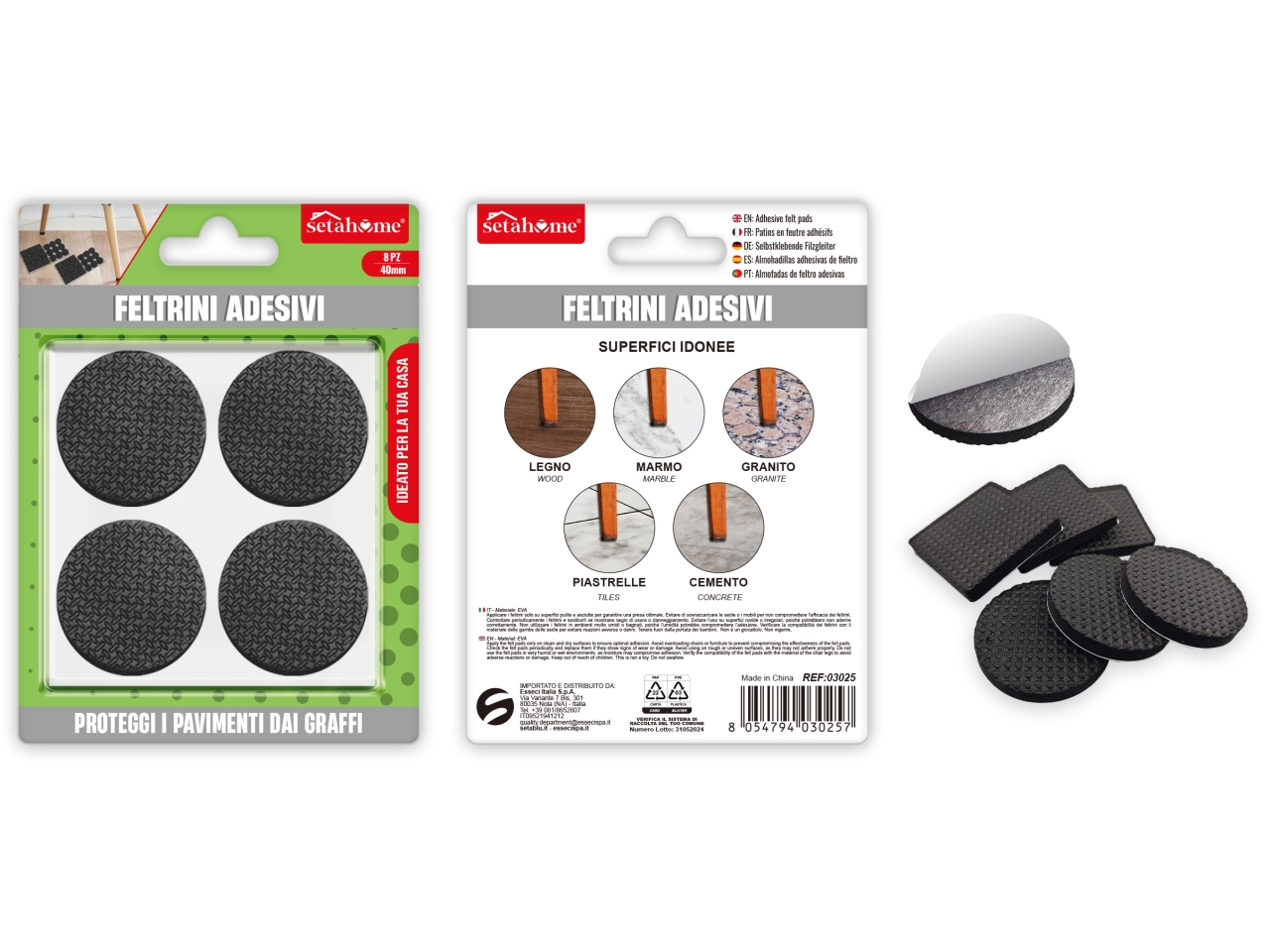 FELTRINI ADESIVI TONDI 8PZ 40MM 03025