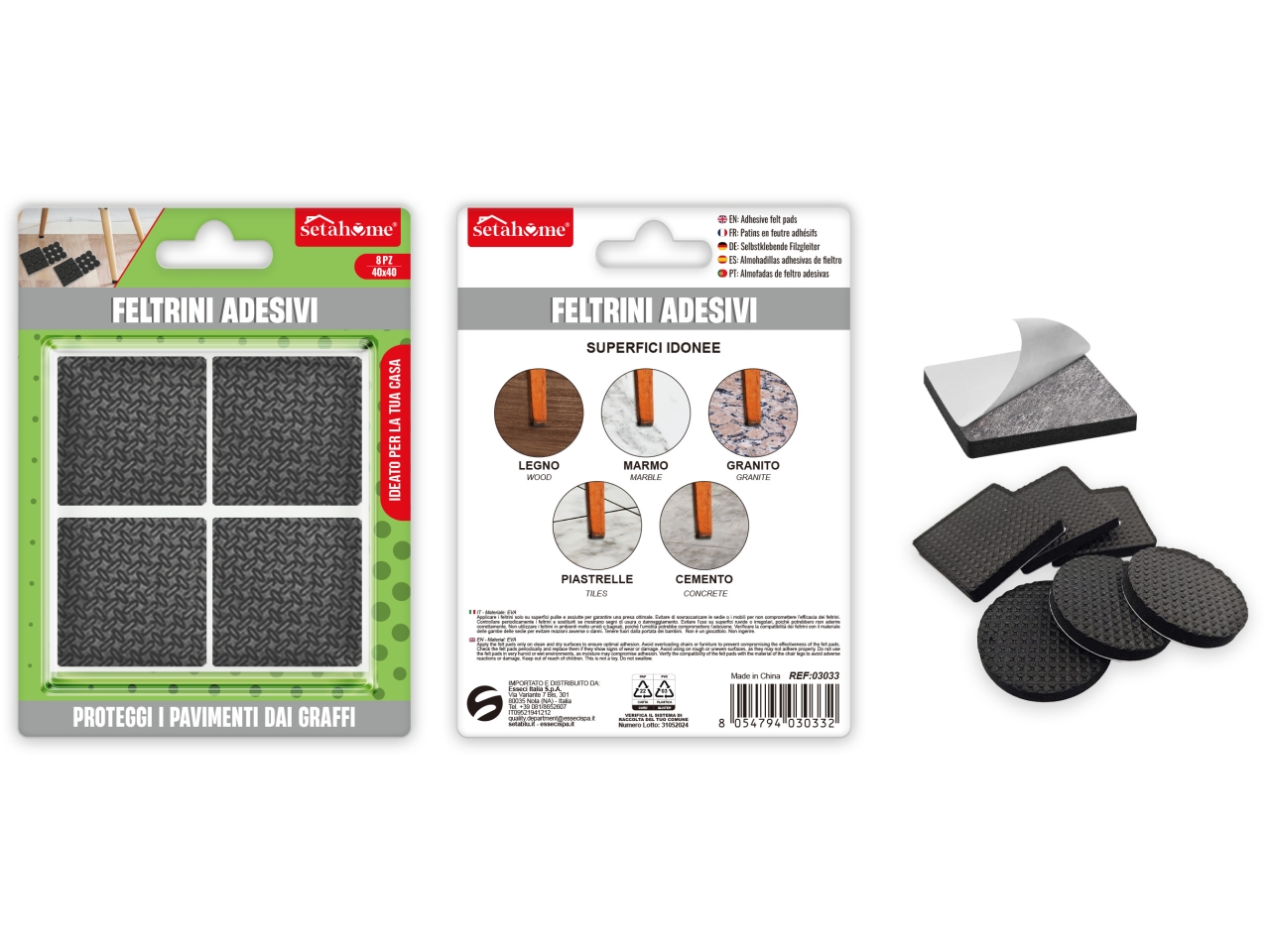 FELTRINI ADESIVI QUADR. 8PZ 40MM 03033 FELTRINI ADESIVI QUADR. 8PZ 40MM 03033