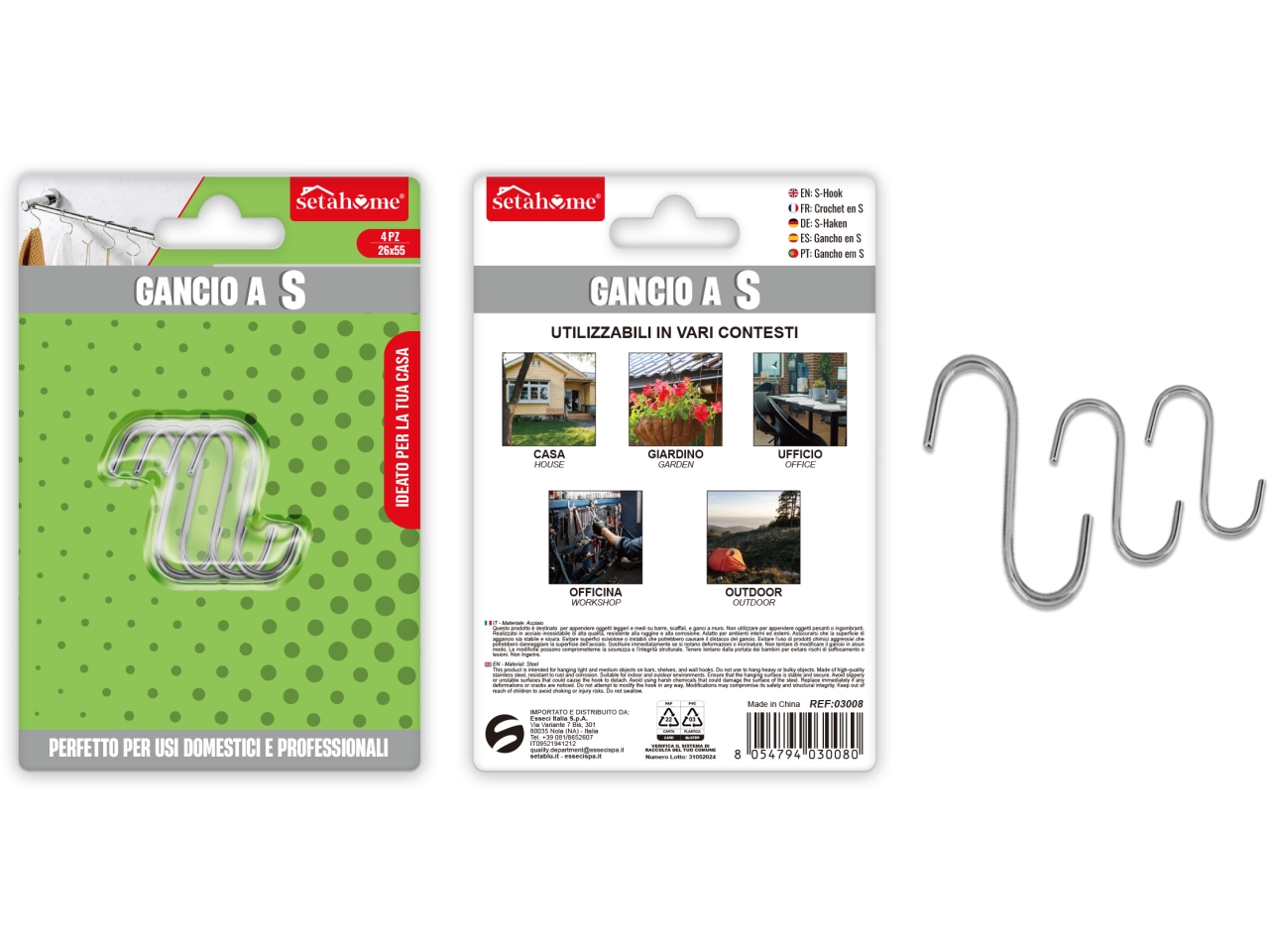 GANCIO A S METALLO 4PZ 26X55MM 03008