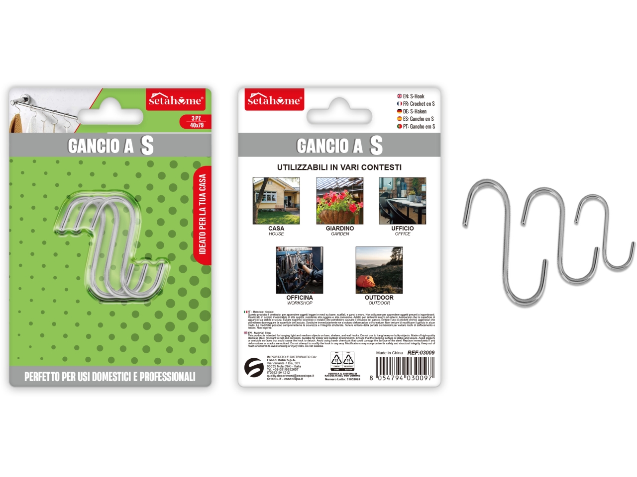 GANCIO A S METALLO 3PZ 40X79MM 03009