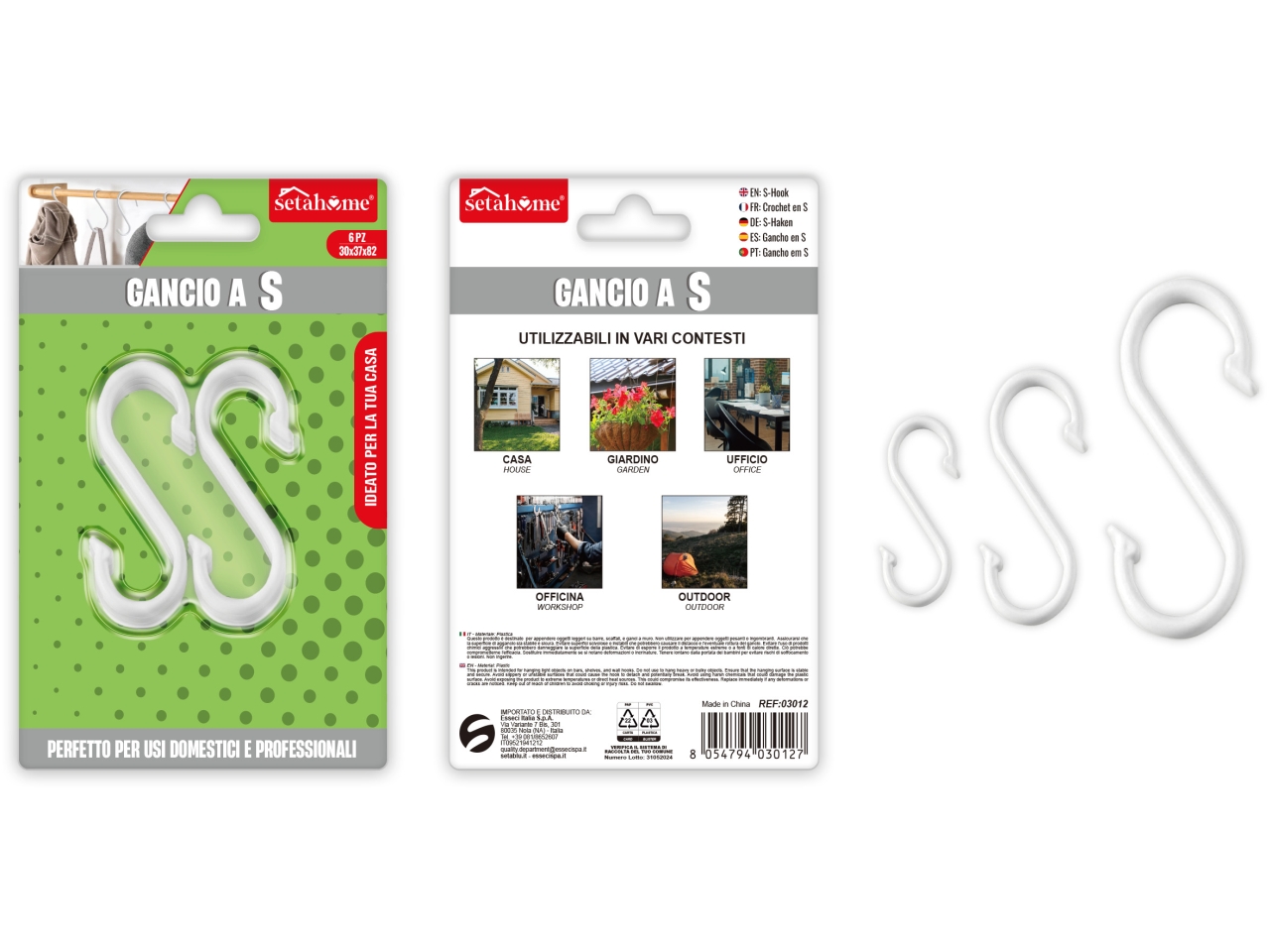 GANCIO A S PLASTICA 6PZ 30X37X82 03012