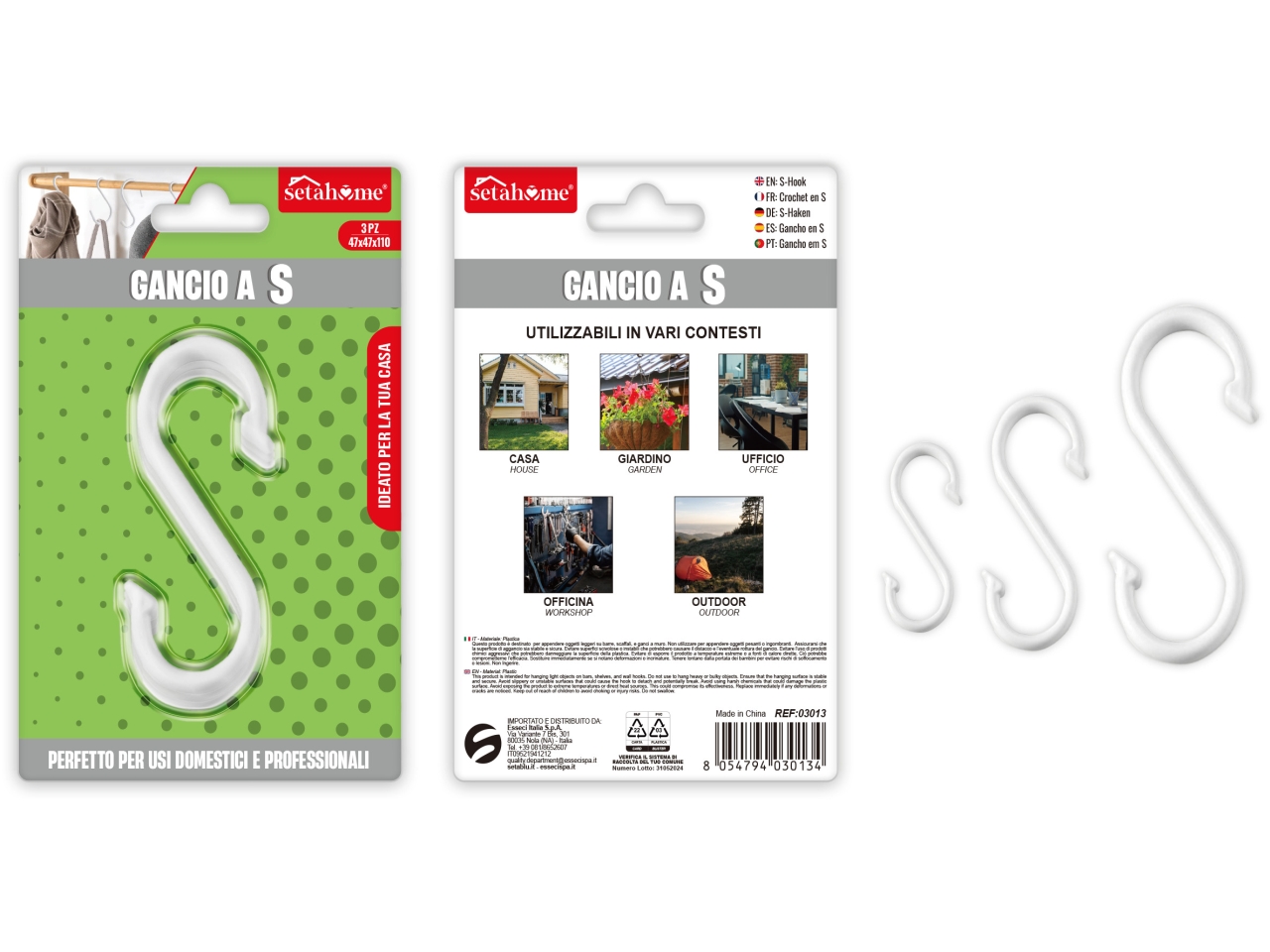 GANCIO A S PLASTICA 3PZ 40X47X110 03013