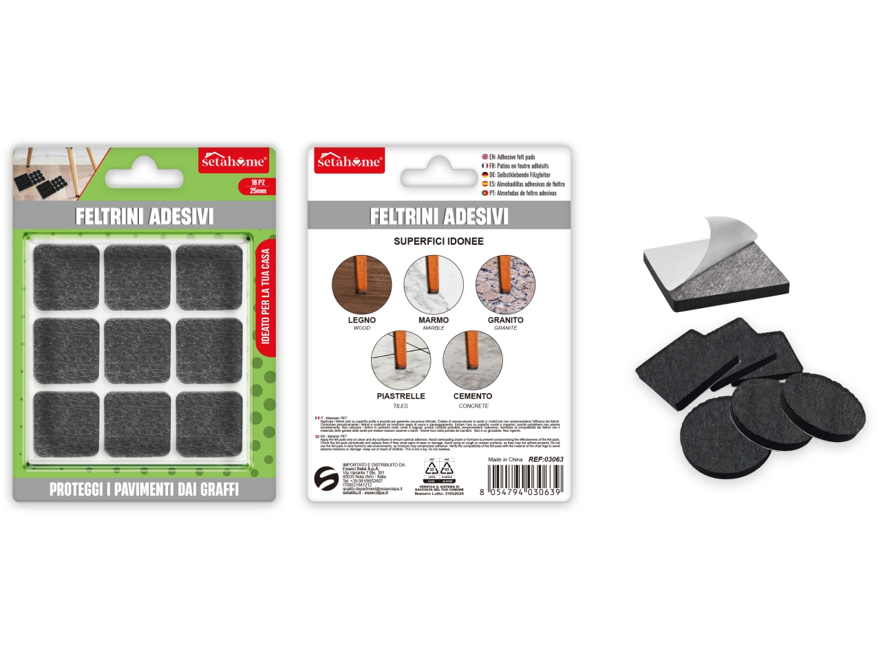 FELTRINI ADESIVI QUADR.25X25 18PZ 03064 FELTRINI ADESIVI QUADR.25X25 18PZ 03064