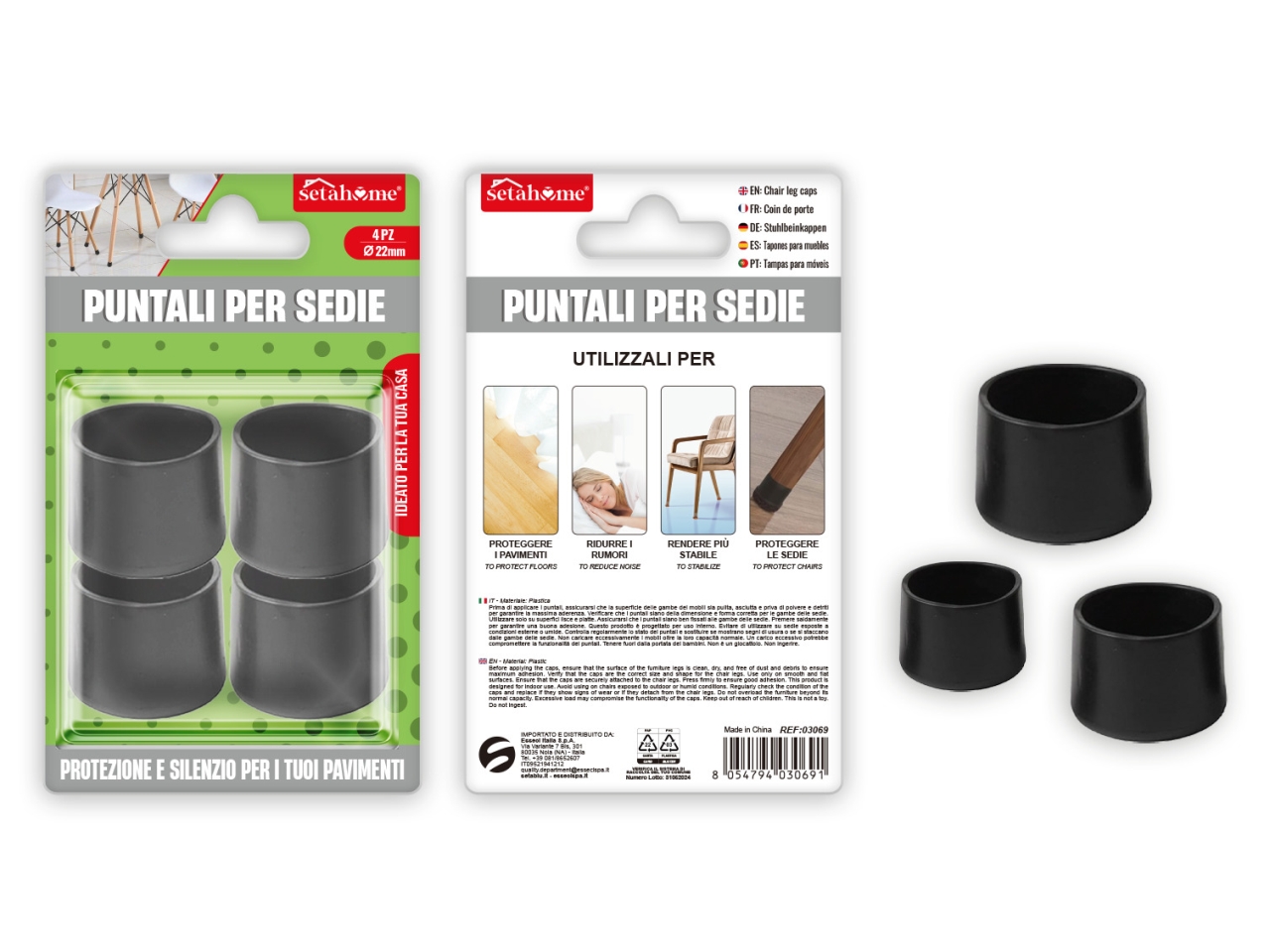 PUNTALI SEDIE ROTONDI D.22MM 4PZ 03069
