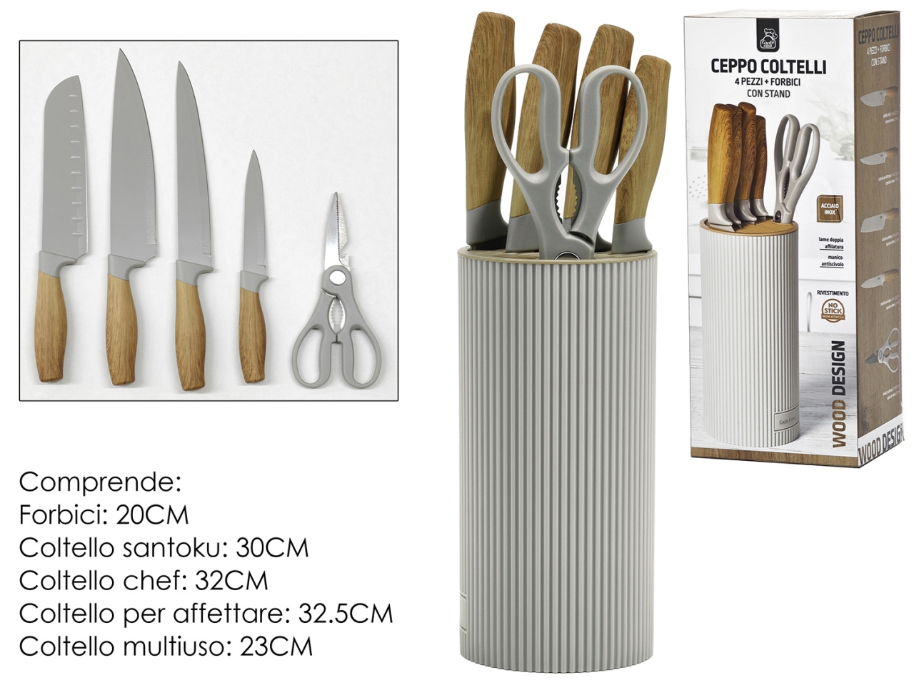 CEPPO COLTELLI 5PZ CON STAND 593600