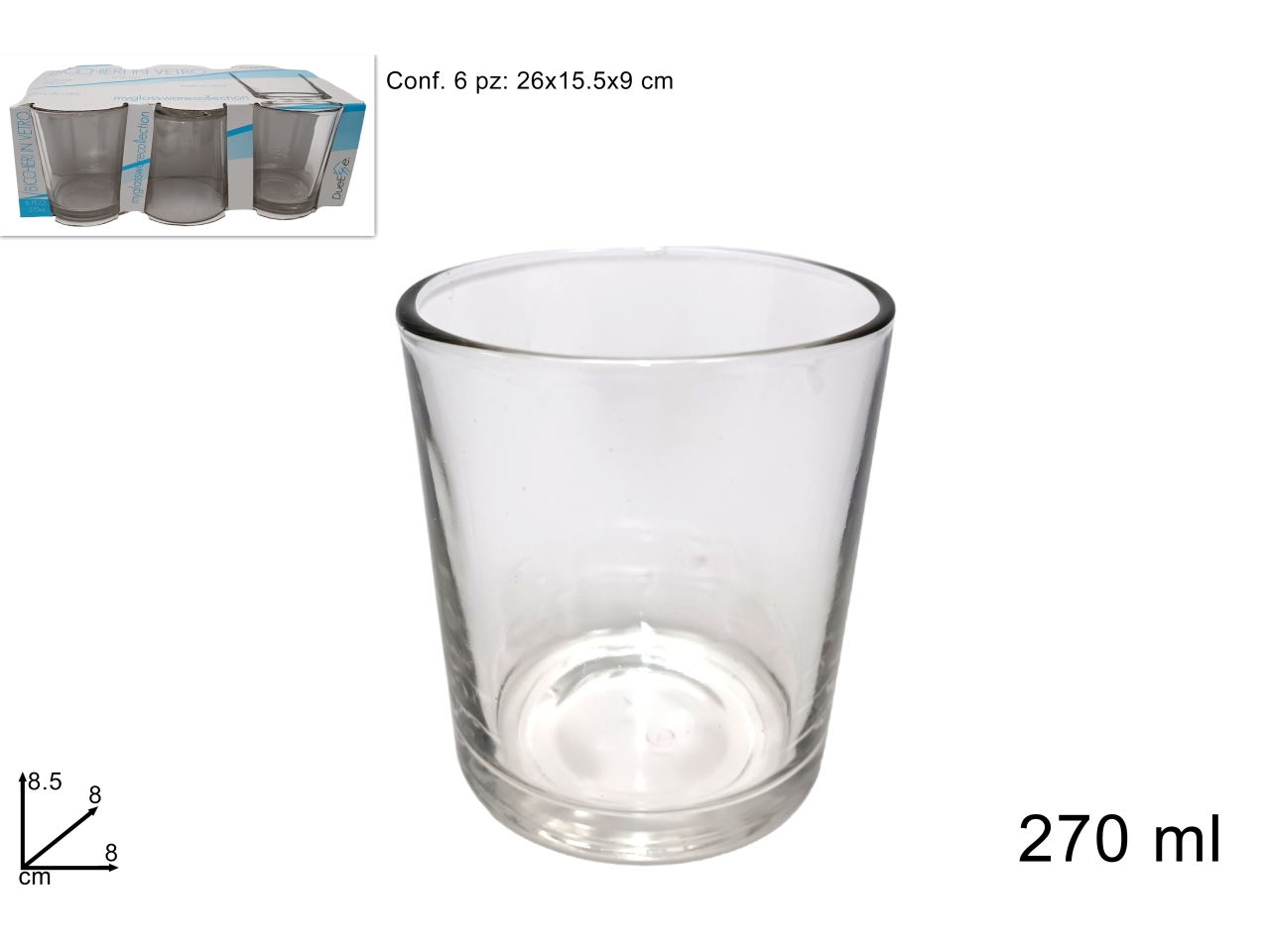 BICCHIERI VETRO LISCIO 6PZ 27ML  DEV23020581