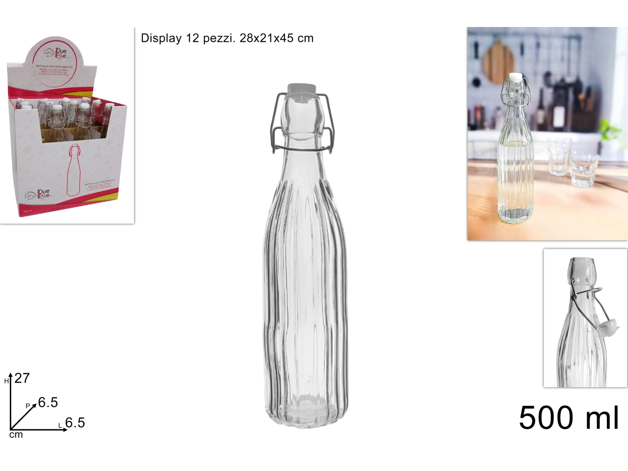 BOTTIGLIA VETRO RIGATA 500ML C/TAPPO DEV24004251