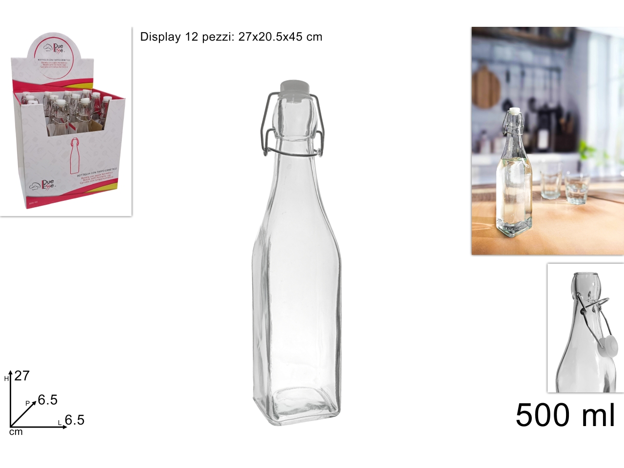 BOTTIGLIA VETRO 500ML C/TAPPO DEV24004261