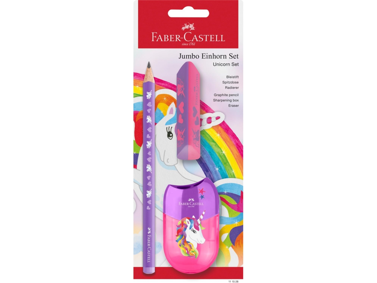SET MATITA UNICORNO C/GOMMA E TEMPERINO 111528