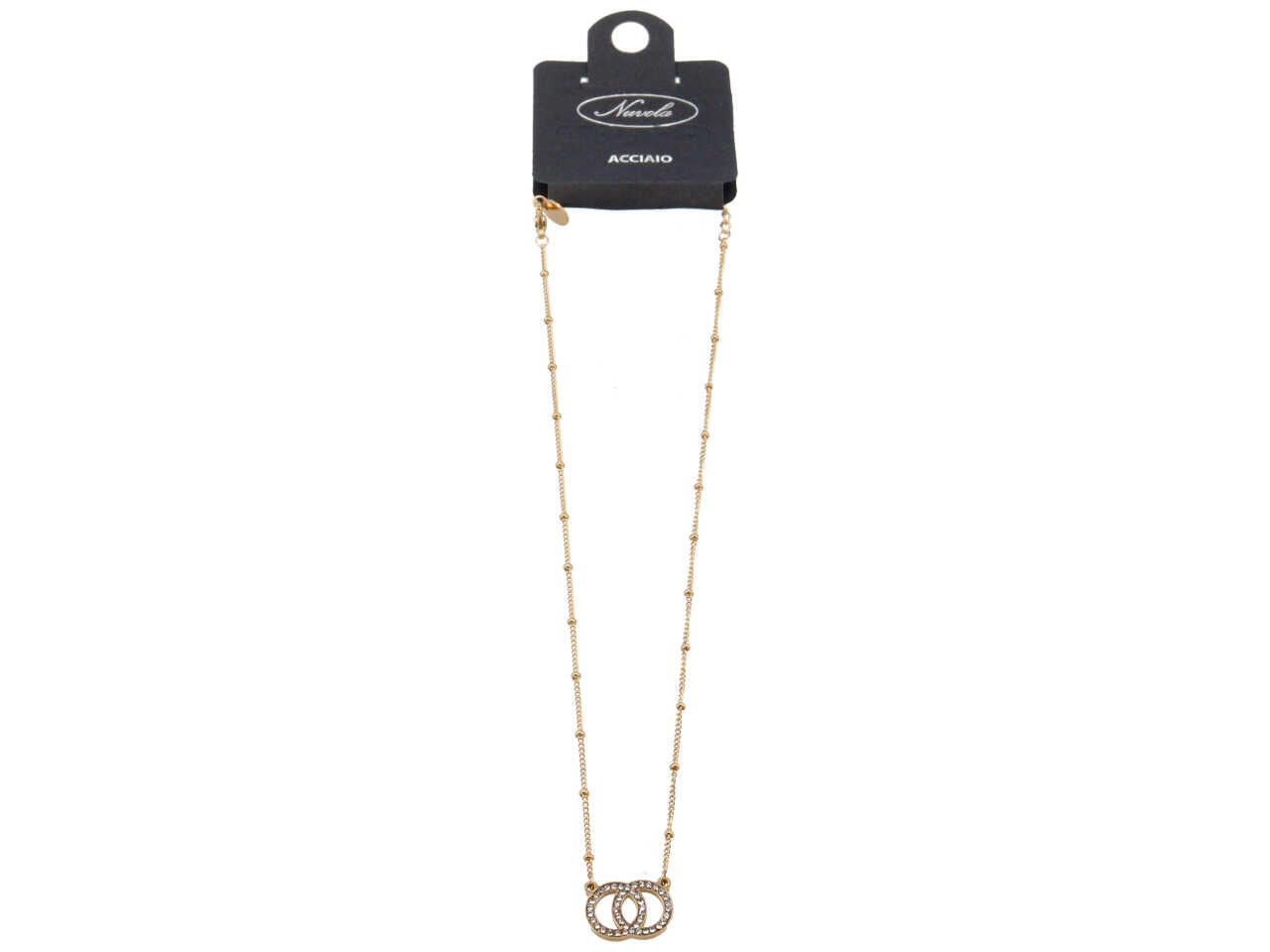 COLLANA CON 2 CERCHI INTRECC.ZIRC. ORO