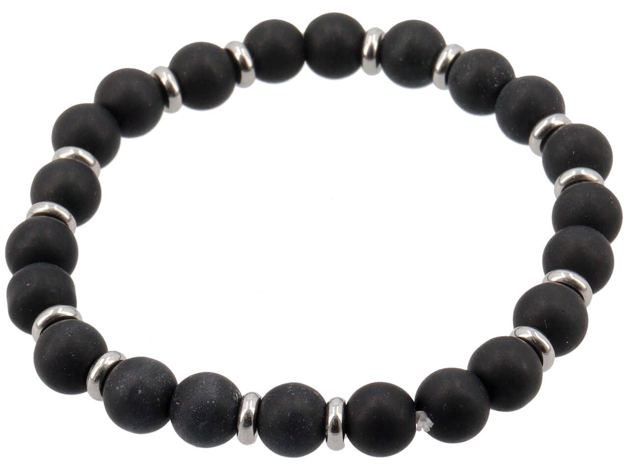 BRACCIALE ELASTICO C/SFERE NERE SATINE BRACCIALE ELASTICO C/SFERE NERE SATINE