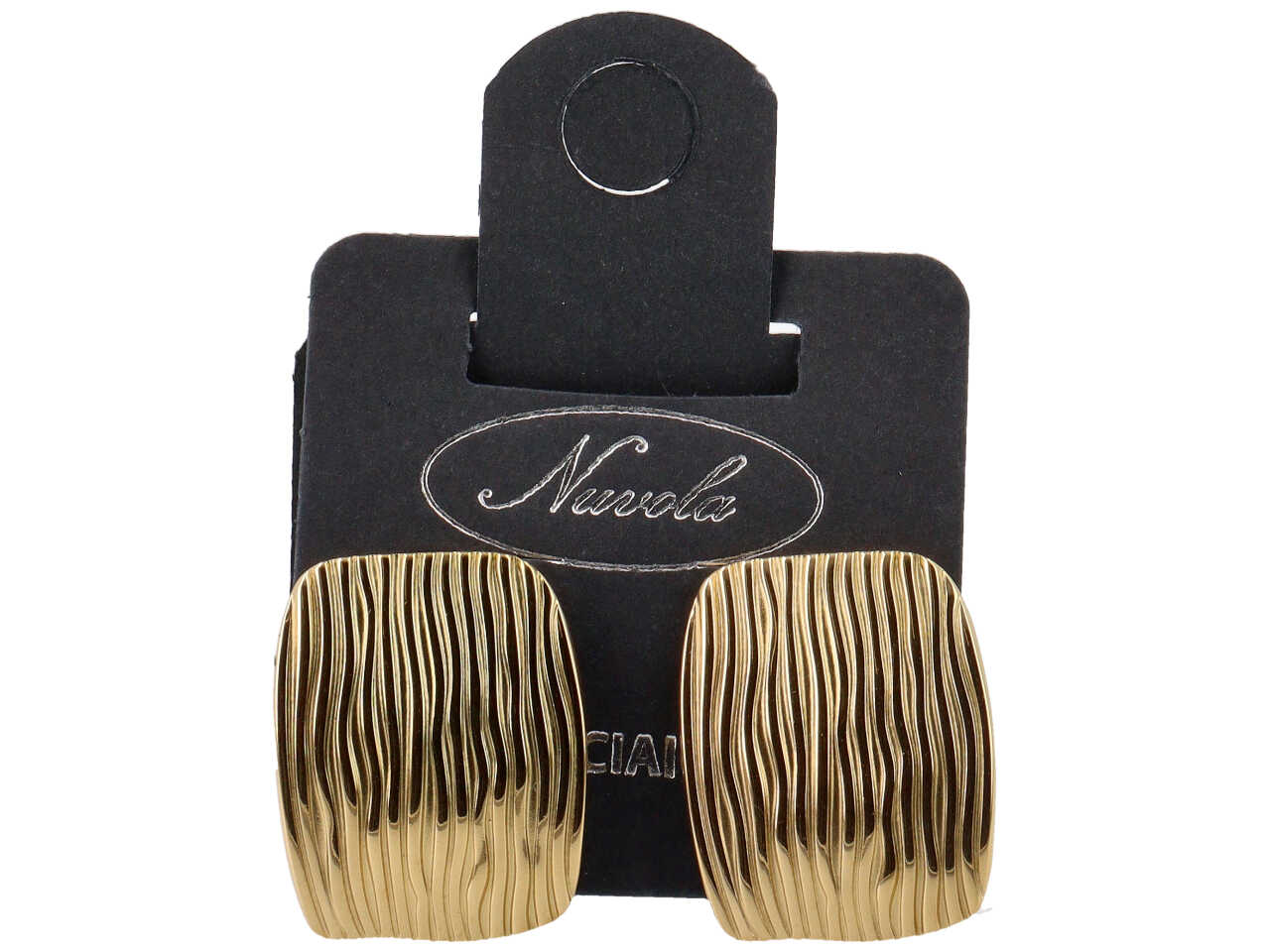 ORECCHINI BOTTONE RETTANGOLO ONDE ORO