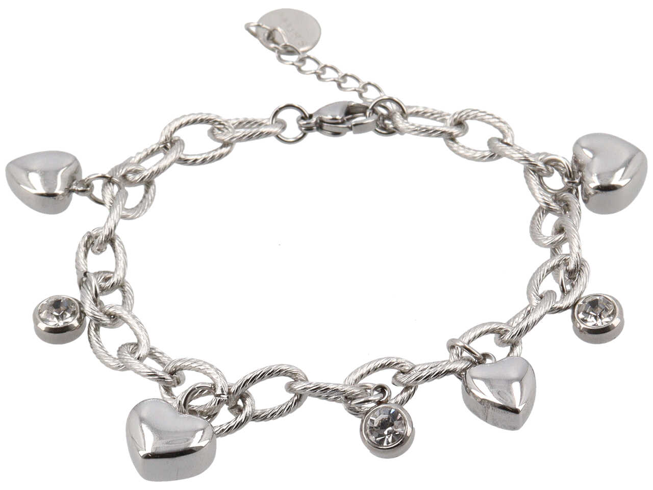 BRACCIALE CHARME CUORICINI 3D E PUNTI LUCE BRACCIALE CHARME CUORICINI 3D E PUNTI LUCE