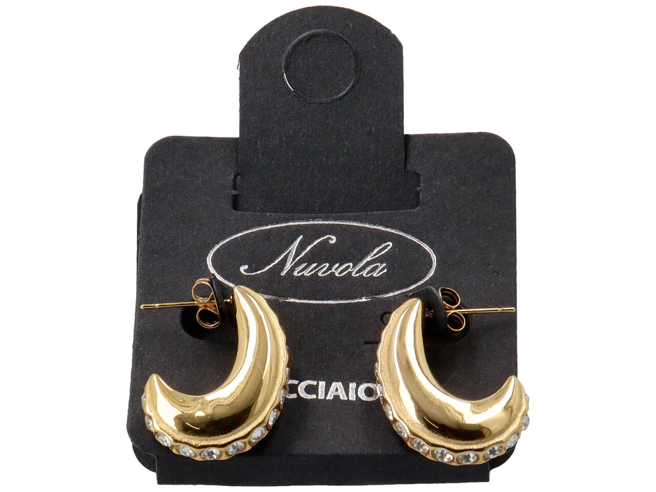 ORECCHINI VIRGOLA 3D C/STRASS ORO ORECCHINI VIRGOLA 3D C/STRASS ORO