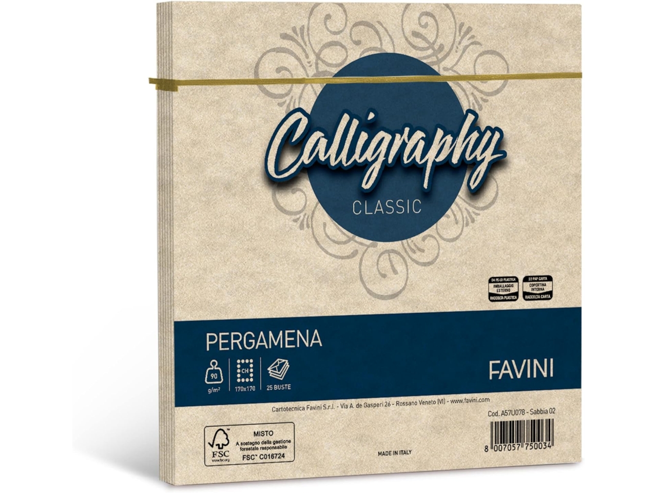 BUSTE CALLIGRAPHY PERGAM.17X17 25PZ SABBIA A57U078