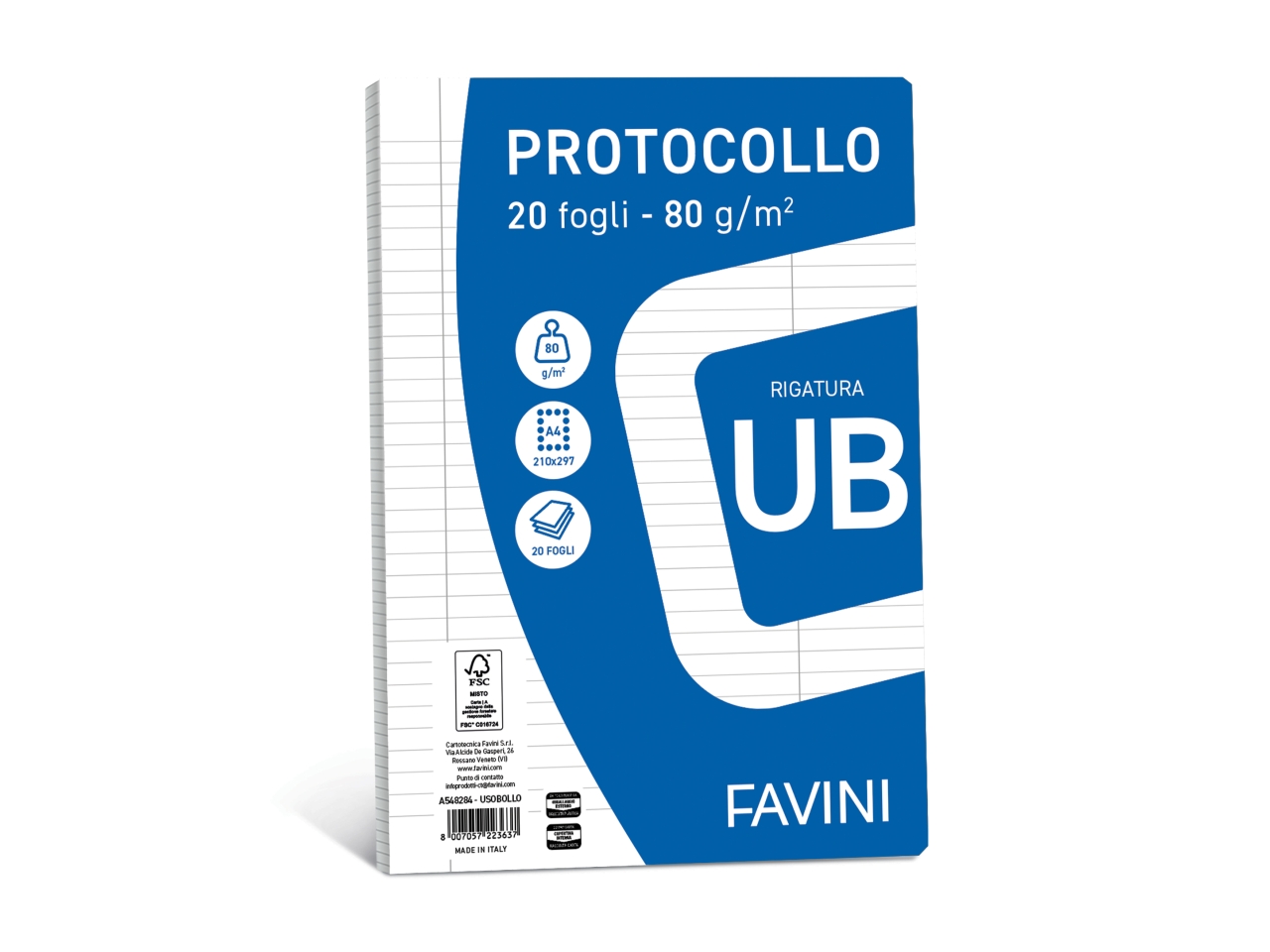 PROTOCOLLO A4 80G USO BOLLO 20PZ A548284