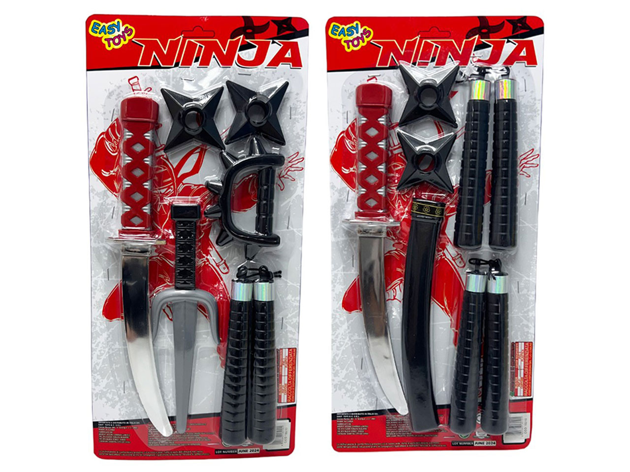 NINJA CON SPADA PUGNALE E MANGANELLO ASS. 18210